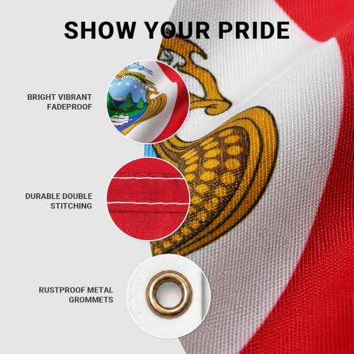 Image of AhfuLife Costa Rica Flag 3x5 Ft,Large Costa Rican National Flag