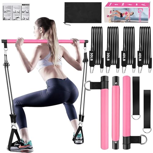 Bbtops Pilates Bar Kit with Resistance Bands(4 x Bands),3-Section Pilates