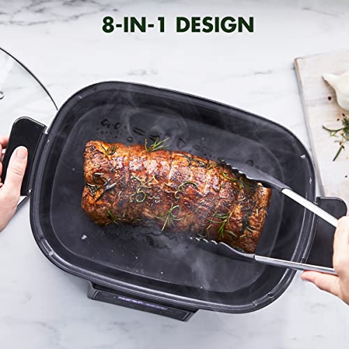 Greenpan 6.5Qt Multi-Cooker Skillet Grill & Slow Cooker, 8-In-1 Presets To Saute,Steam, Grill, Stew,Slow Cook, Stir-Fry,Heat, & Cook Rice, Healthy Ceramic Nonstick & Dishwasher Safe Parts, Matte Black #TOP3