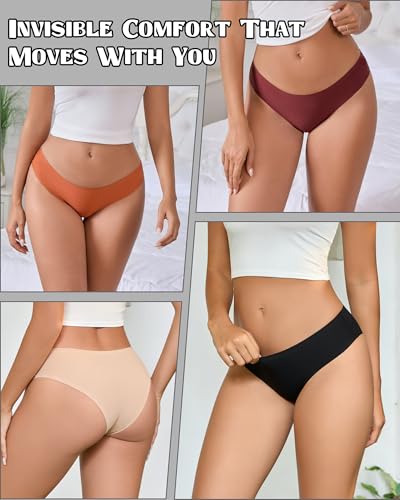 Image of OJCNBV Seamless Underwear for Women No Show Panties Invisibles Briefs Soft Stretch Bikini Underwears 6 Pack