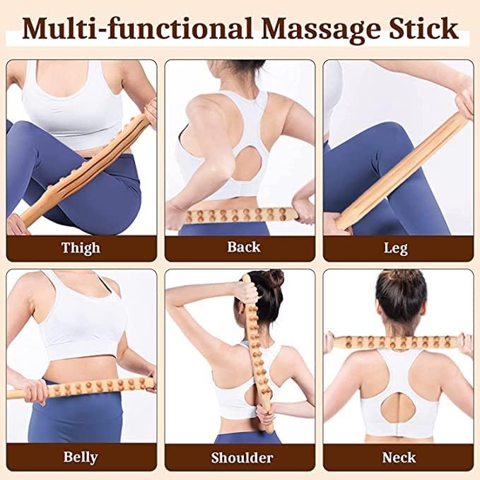 ACUWORLD Wood Therapy Massager Tools| 20 Beads Stomach Massager| Ease Neck| Back| Waist| and Leg Hip Pain| Self Body Sculpting Wooden Stick ACUWORLD Wood Therapy Massager Tools| 20 Beads Stomach Massager| Ease Neck| Back| Waist| and Leg Hip Pain| Self Body Sculpting Wooden Stick