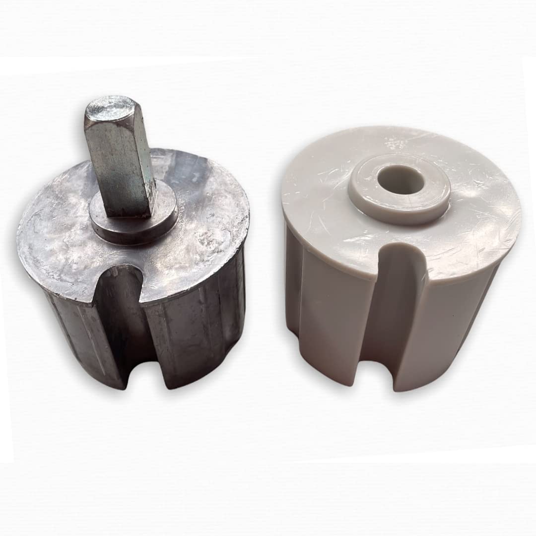 Teletoldo Casquillos para Toldo 60mm | Juego de 2 Cantoneras (Máquina + Pivote) | Compatible con Cuadradillo 13x13 | Metálico + Plástico Reforzado | Repuesto Profesional