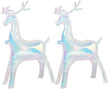 Deer Aluminum Balloons 2pcs Large Standing Inflatable Reindeer Balloons Cartoon Animal Wildlife Balloons for Christmas Party
