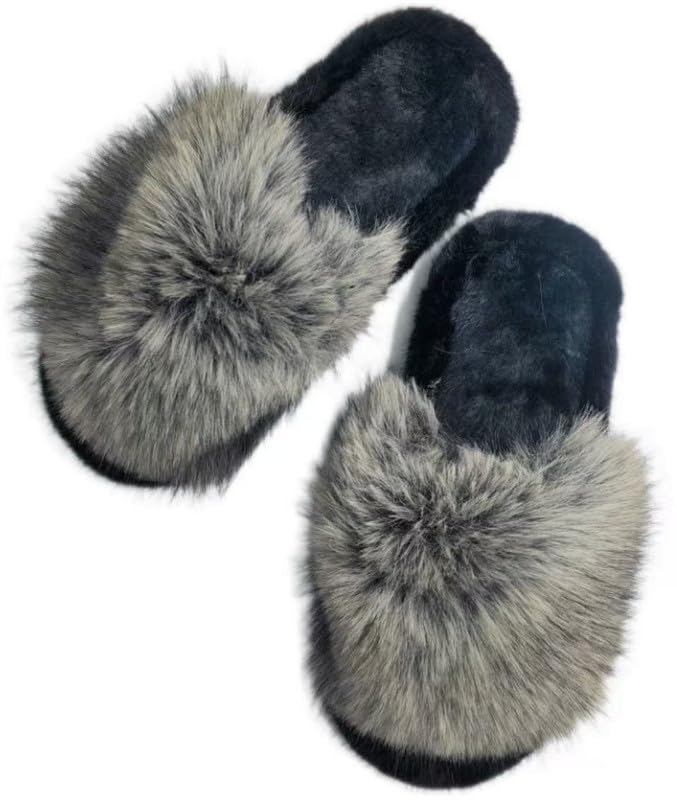 Cute Open-Toe Furry Slippers for Women - Stylish Faux Fur Design, Perfect for Indoor and Outdoor Wear2