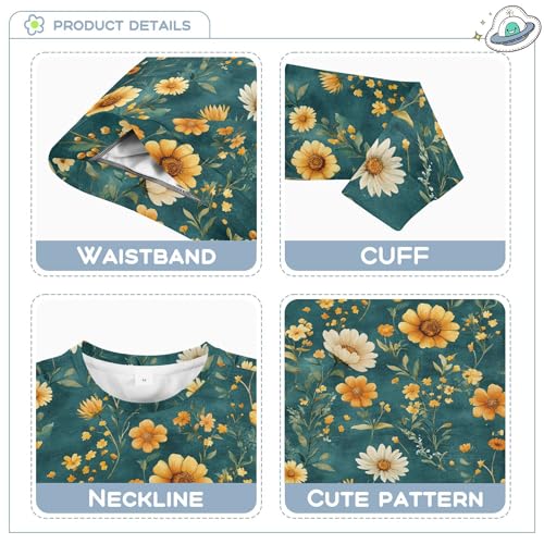 JUNZAN Autumn Flowers Sunflower Lily Rosemary Teal Little Girls Hoodie Sweatshirt Crewneck Hoodie for Boys Camping 4T3