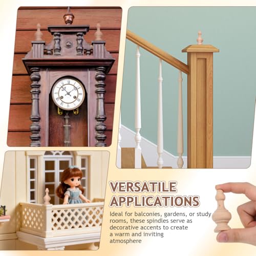 Image of balacoo 10Pcs Unfinished Wood Finials for Crafting Roman Column Baluster Spindles 2.55 X 1.06 X 1.06 in Wood Spindles for Crafts DIY Furniture and Woodworking Decoration