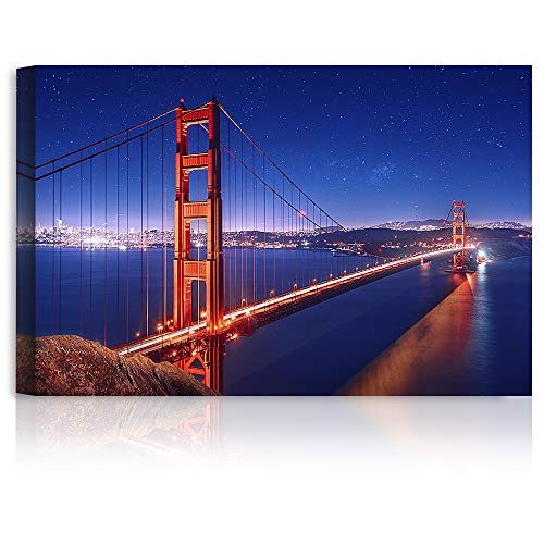 A&T Artwork Golden Gate Bridge Personalized Canvas Prints Gift Couple's Names and the Special Date Gift for Anniversary,Valentine's day,Wedding. 30x20 inches