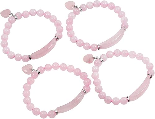 Miniatura 6 de TUMBEELLUWA Paquete de 2 pulseras de piedra curativa de 0.315 in, cuentas de chakras, cristal de energía, corazón, pulsera hecha a mano para mujer,