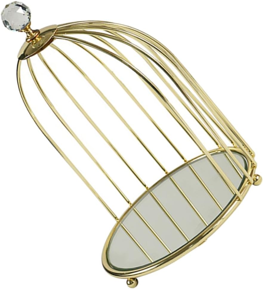 Luxshiny Birdcage Jewelry Stand Jewelry Holder Iron Art Storage Rack Multi-functional