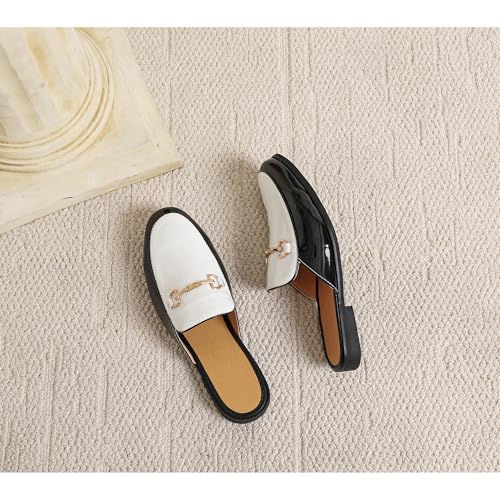 Image of FLQL Men's Leather Scuff Slippers Velvet Slip On Loafers Fashion Backless Mule Clogs Anti-Slip Sandals Slides for Men and Women Designer Size 7-13