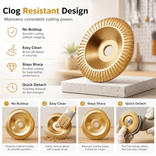 Image of 3 PCS Wood Grinding Disc Set for Angle Grinder,Tungsten Carbide Wood Carving Wheel Attachments for 4 inch&4.5 inch Grinders,Wood Shaping Sanding Polishing Grinding Disc Woodworking Surface Finishing (beveled)