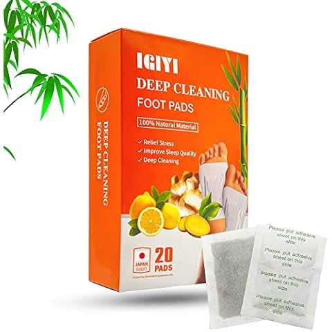 Ginger Foot Pads Deep Cleaning, IGIYI 20pcs All Natural Bamboo Ginger Oil Lemon Vinegar Japanese Organic, Easy to Use & Clean for Health Life Cover
