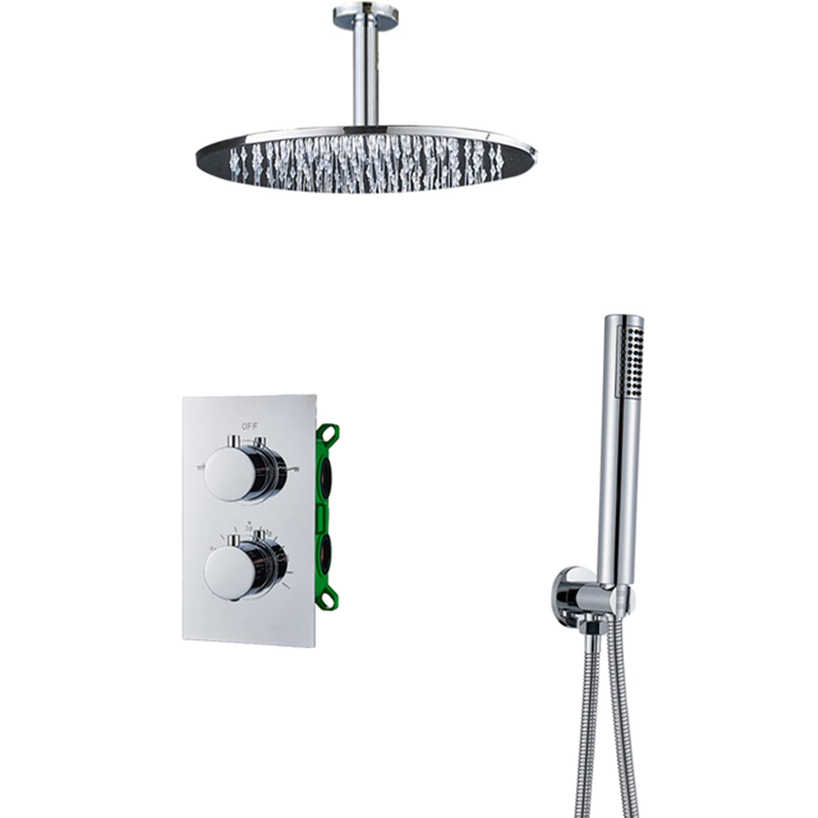 Système de douche effet pluie encastré avec douchette et robinet haute pression