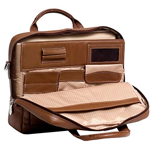 McKLEIN 17" Large Leather Laptop & Tablet Briefcase- BRIDGEPORT- Brown3