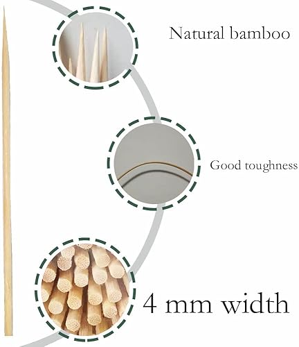 Miniatura 2 de Brochetas de bambú natural para parrilla, aperitivos, frutas, cócteles, carnes a la parrilla, fuentes de chocolate, barbacoas, cocinas, manualidades