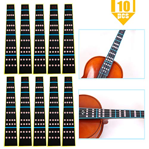 Heatoe 10 Pack 4/4 Full Size Violin Finger Guide Sticker, Violin Notes Sticker Fingerboard Sticker Fretboard Marker for Beginner