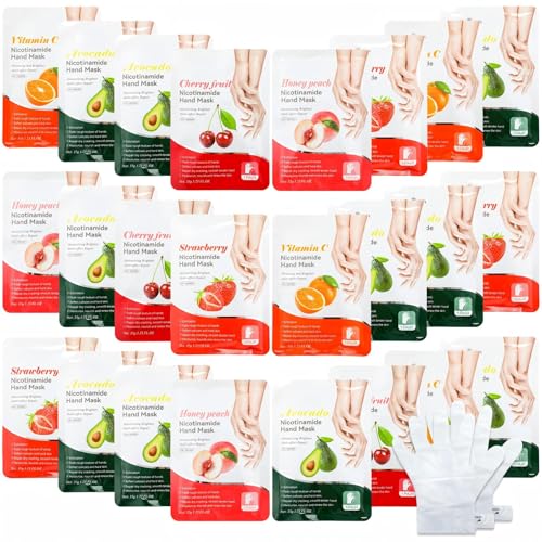 Swiffen 24 Pcs Fruits Beauty Hand Mask Bulk Hydrating Hand Moisturizing Gloves Treatment Mask for Spa Kit Sleeping Skincare Gift Beauty Kits for Women