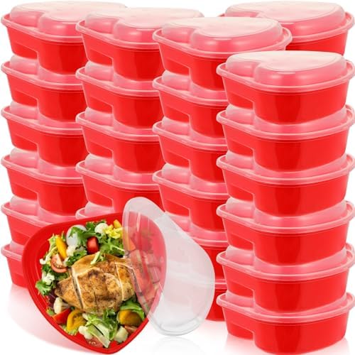 Layhit Valentine's Day Plastic Food Storage with Lids 28 oz