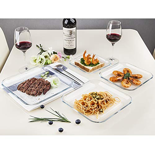 Foyo Oven Basics Glass Plate Set, Square Tempered Glass Serving Plates Pie Plate Salad Plates thumb #5