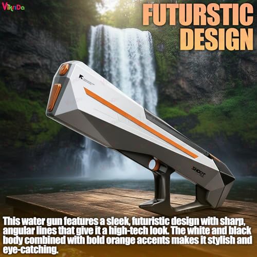 Image of Vikrida Rechargeable Electric Automatic Big Powerful Water Gun with Luminous Light Auto Suction 800ML Inbuilt Tank Up to 30Ft Shooting Range High Pressure Water Blaster for Pool, Beach & Summer Play