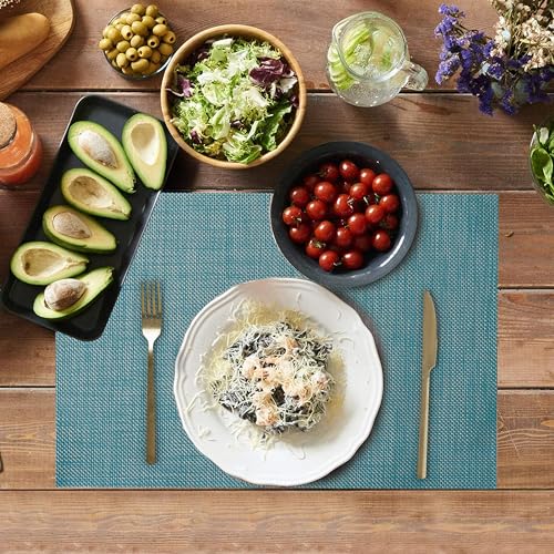 IPEA Tovagliette Americane Eleganti 45 x 30 cm per Cena, Pranzo, Colazione - 6 Unità - Tovaglietta Lavabile, Resistente al Calore, Antiscivolo, Antimacchia per Tavolo della Cucina e Sala - Azzurre - immagine 6