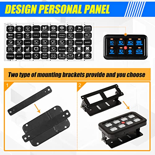 8 Gang Switch Panel Kit, Circuit Control Box On-Off Led Car Touch Switch Panel Electronic Relay System With Label Stickers Compatible With Car Atv Utv Boat Truck #TOP6