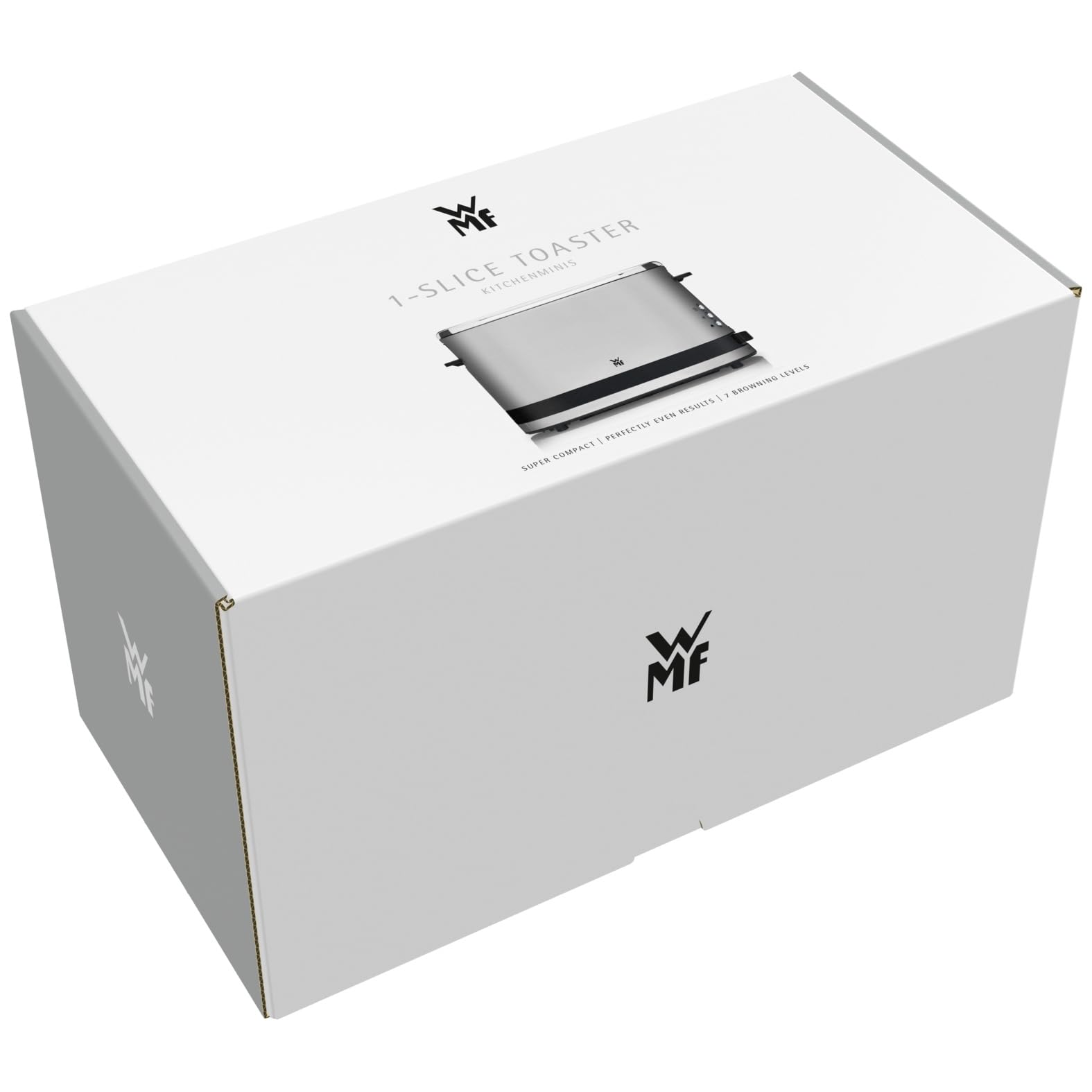 WMF Küchenminis 1-Scheiben Toaster Langschlitz XXl-Toast, Mini Toaster mit Brötchenaufsatz 7 Bräunungsstufen Überhitzungsschutz 600W Edelstahl matt
