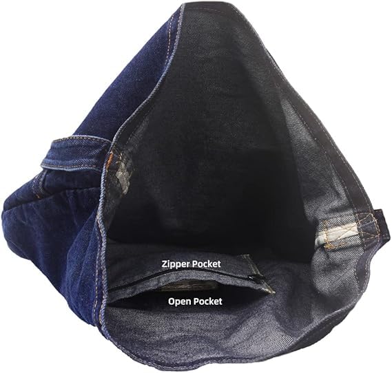 Bolso tipo Hobo de mezclilla ROUROU para mujer, bandolera y tote de gran capacidad miniatura 5