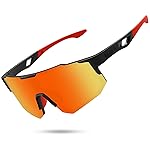 STORYCOAST Sports Polarized Sunglasses for Men Women Fishing Cycling Driving Baseball Bike Sunglasses UV400 Protection Black Frame/Red Mirror Lens