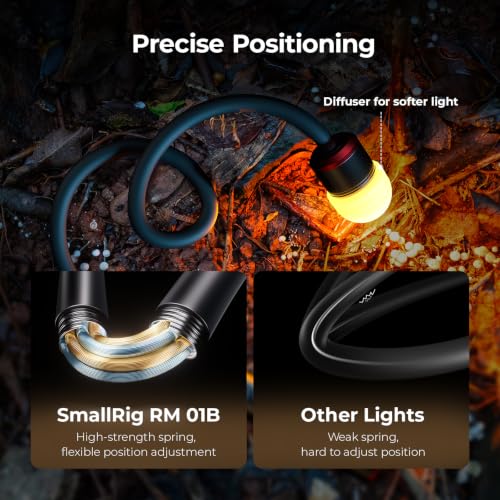 Image of SmallRig RM 01B Macro LED Bendy Light for Fungi Photography, 1800K-7500K | Adjustable Beam Angle, OLED Screen, RGB Filters, Cold Shoe Adapter, Clamp, Diffuser, Barn Door, Stake, IP54 Rating - 6225