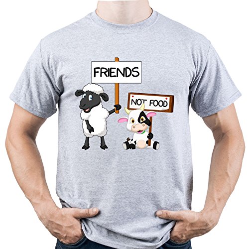 EUGINE DREAM Vegan Friends Not Food Homme T-Shirt Gris L