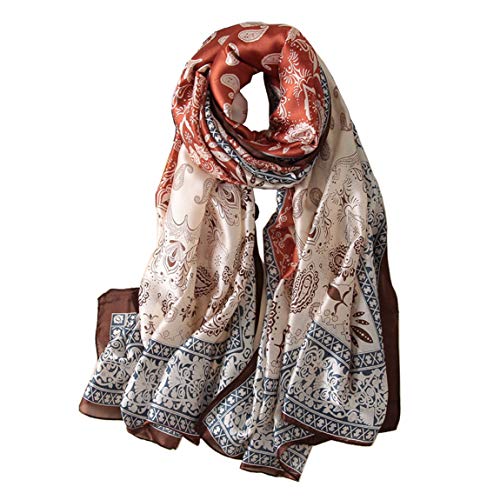 Image of ZDMHSH Fashion Scarves Scarf 100% Silk Feeling Scarf Silk Like Scarves Long Lightweight Sunscreen Shawls for Women