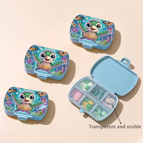 Image of ARTopet Diamond Art Painting Mini Storage Box with 6-Grid Creative Design Compact Portable Small Case for Purse Travel Daily (Sea Turtle)