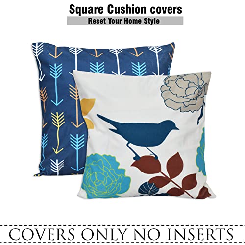 Image of ohello Designer Printed Holland Velvet Throw Pillow Covers 16 inch x 16 inch or 40 x 40 cm Set of 2 - Designer Square Pillow Covers /Cushion Covers for Bed, Sofa,Chair, Bed & Living Area | 001