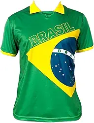 Camisa Polo Bandeira Brasil Copa do Mundo, Verde, 100% Poliéster, Unissex, para Futebol e Esportes, tam (p)