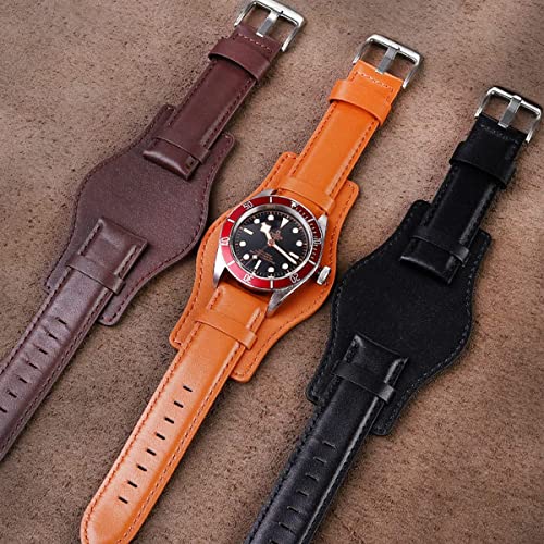 Strapseeker Sydney Bund Vintage 2-Way Leather Strap- Classic Watch Band With Silver Buckle- Premium Replacement Watchband For Men & Women- Colors Black, Dark Brown, Light Brown- Sizes 20Mm 22Mm 24Mm (Black, 22Mm) #TOP1