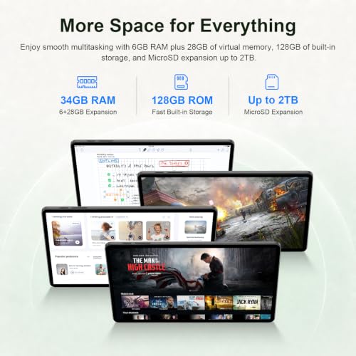 Image of Tablet 11 inch Android 16 Tablets, Octa-core Processor 34GB RAM 128GB ROM 2TB Expansion,Tablets with Keyboard, Protective Case, Mouse, Stylus, HD Touchscreen, Wi-Fi, BT 5.0, Dual Camera