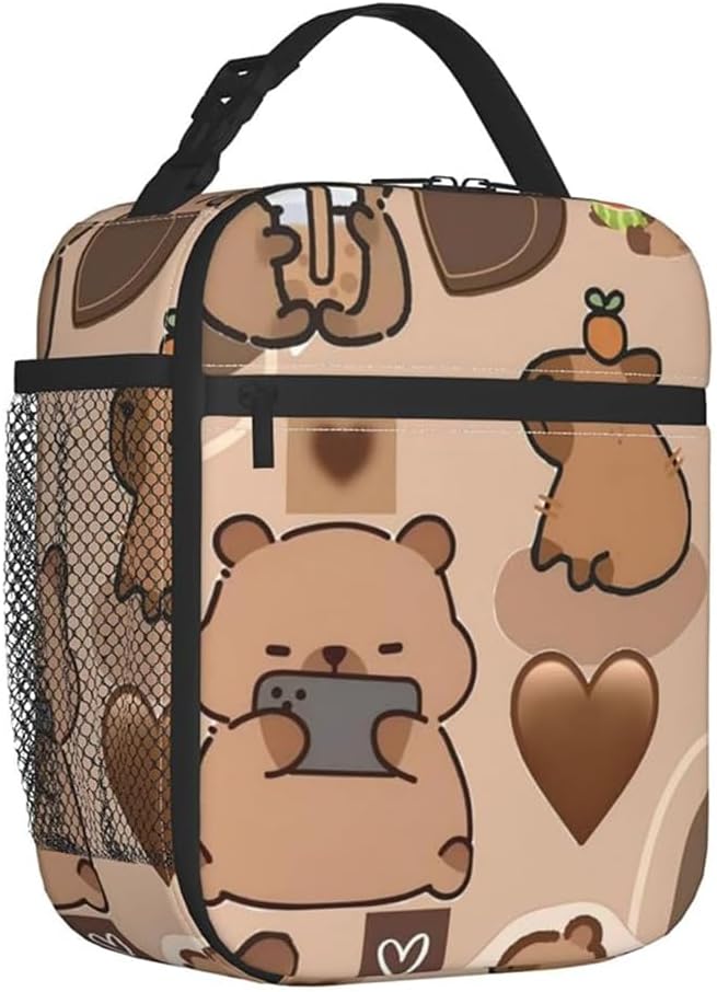Capybara Lunch Box, Capybara Themed Insulated Lunch Tote Bag, Portable Lunch Box for Office, Travel, Picnic, Beach - Perfect Capybara Gift