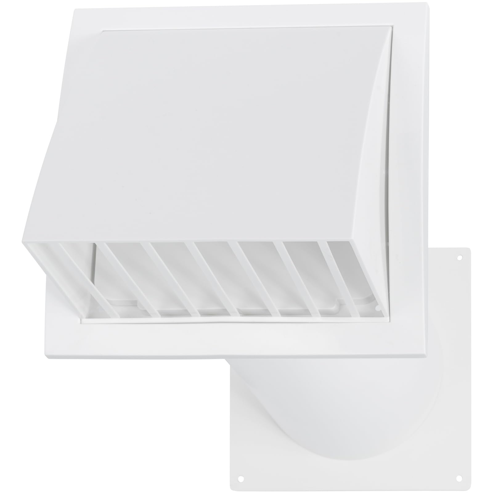 Vent Systems 125 mm Mauerkasten mit Dunstabzugshaube - Kunststoff Lüftungsgitter mit Einstellbar Rohr - Abluft Abdeckung mit Dunstabzug/Rückstauklappe - Trockner Abluftschlauch Wanddurchfuehrung
