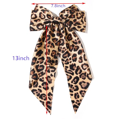 Gran lazo de cabello de raso con estampado de leopardo miniatura 3