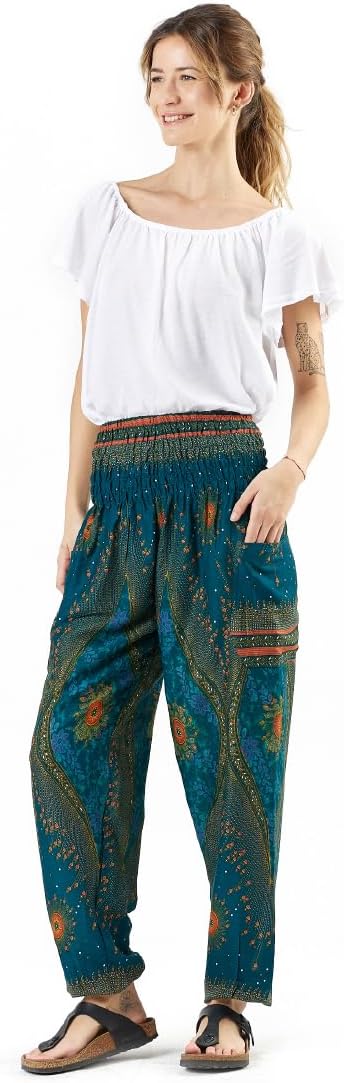 Happy Trunks Harem Pants for Women/Women’s Yoga Pants with Pockets (S-XXL) Hippie Clothes/Boho Clothes for Women/Beach Lounge