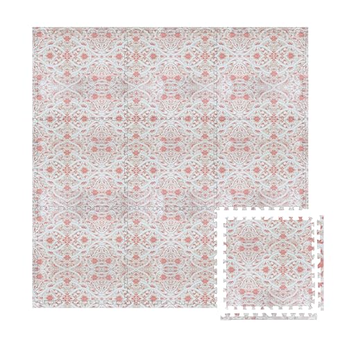 Play Platoon Kids Play Mat, 9 Tile 72x72 Inch - Petal Print, Extra-Thick