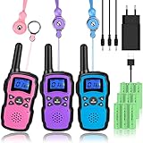 Wishouse Walkie Talkie Kinder 3er Set,Funkgerät PMR 446 MHz Erwachsene Aufladbar mit USB Ladegeraet, Walky Talky 3 Stueck,Outdoor Spiele Für Familie Camping Taschenlampe Geschenk Mädchen 7 Jahre