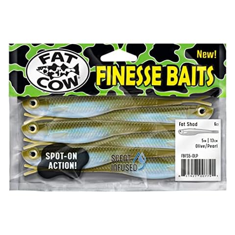 Fat Shad Finesse Baits 5" (6ct) - Olive/Pear Cover