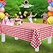 Grandipity Red Gingham Checkered Plastic Table Cloth Disposable (6 Pk) 54in x 108in Plastic Tablecloths for Rectangle Tables - Premium Party Table Cloths Disposable for 6ft to 8ft Rectangle Tables
