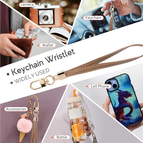Image of KNGITRYI Small Wristlet Wallets for Women RFID Credit Card Holder Wallet Keychain Wristlet Wallet Credit Card Wallets for Women (Camel)