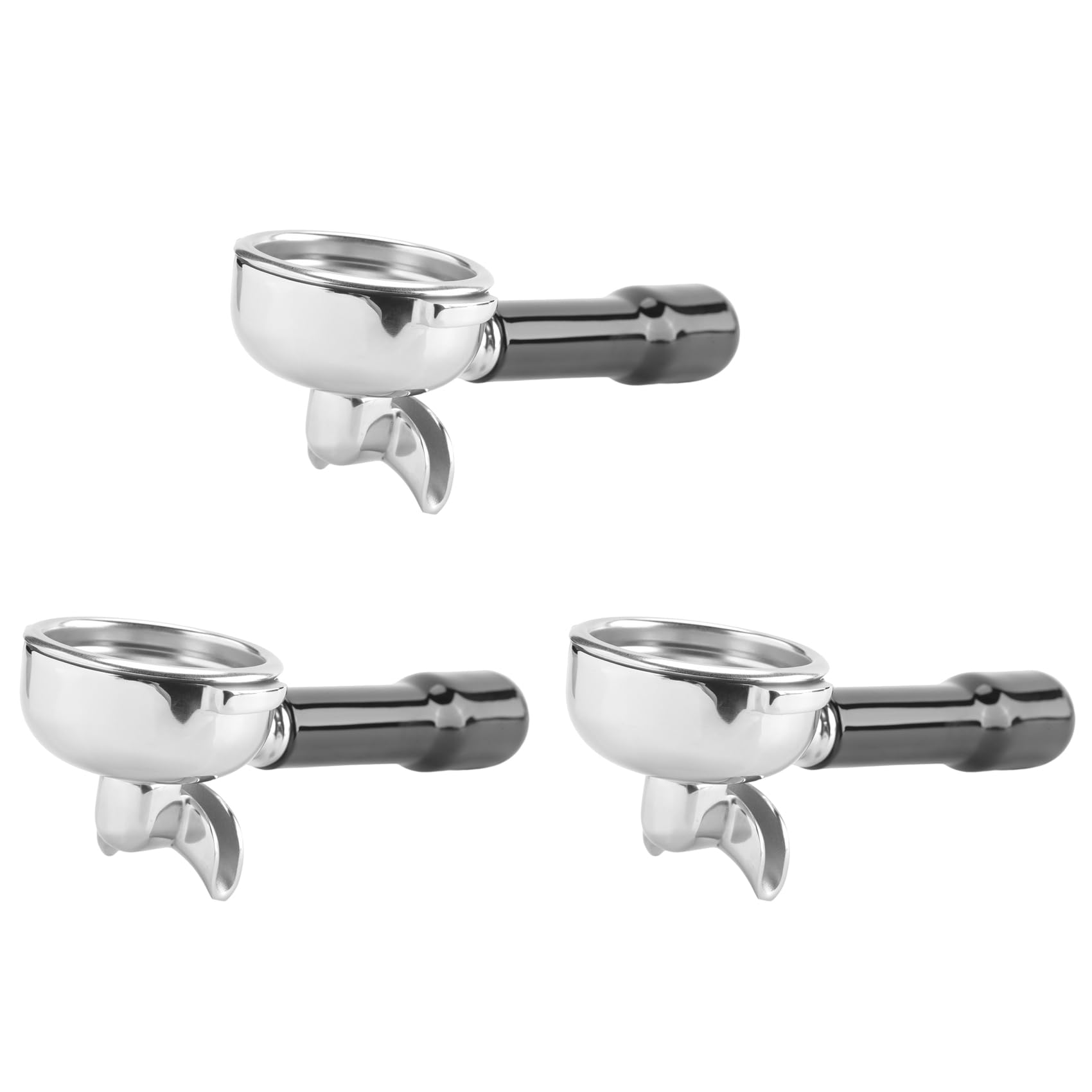 Hndhbfgrt 3pcs 58MM Stainless Steel Coffee Machine Bottomless Filter Holder Portafilter for/Expobar Double Mouth/ E61