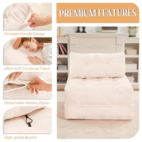 image for HABUTWAY Folding Sofa Bed, Convertible Sleeper Chair Bed w/Dual-Pillow