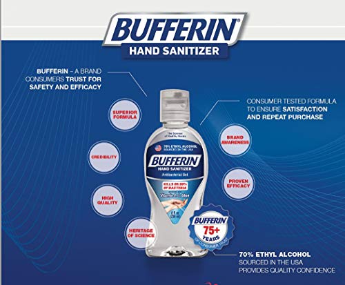 Bufferin Hand Sanitizer, Gel With Aloe & Vitamin E, 8 Fluid Ounces, 4 Count #TOP5