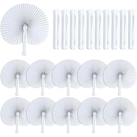 LATERN 72Pcs White Paper Folding Fans Cover